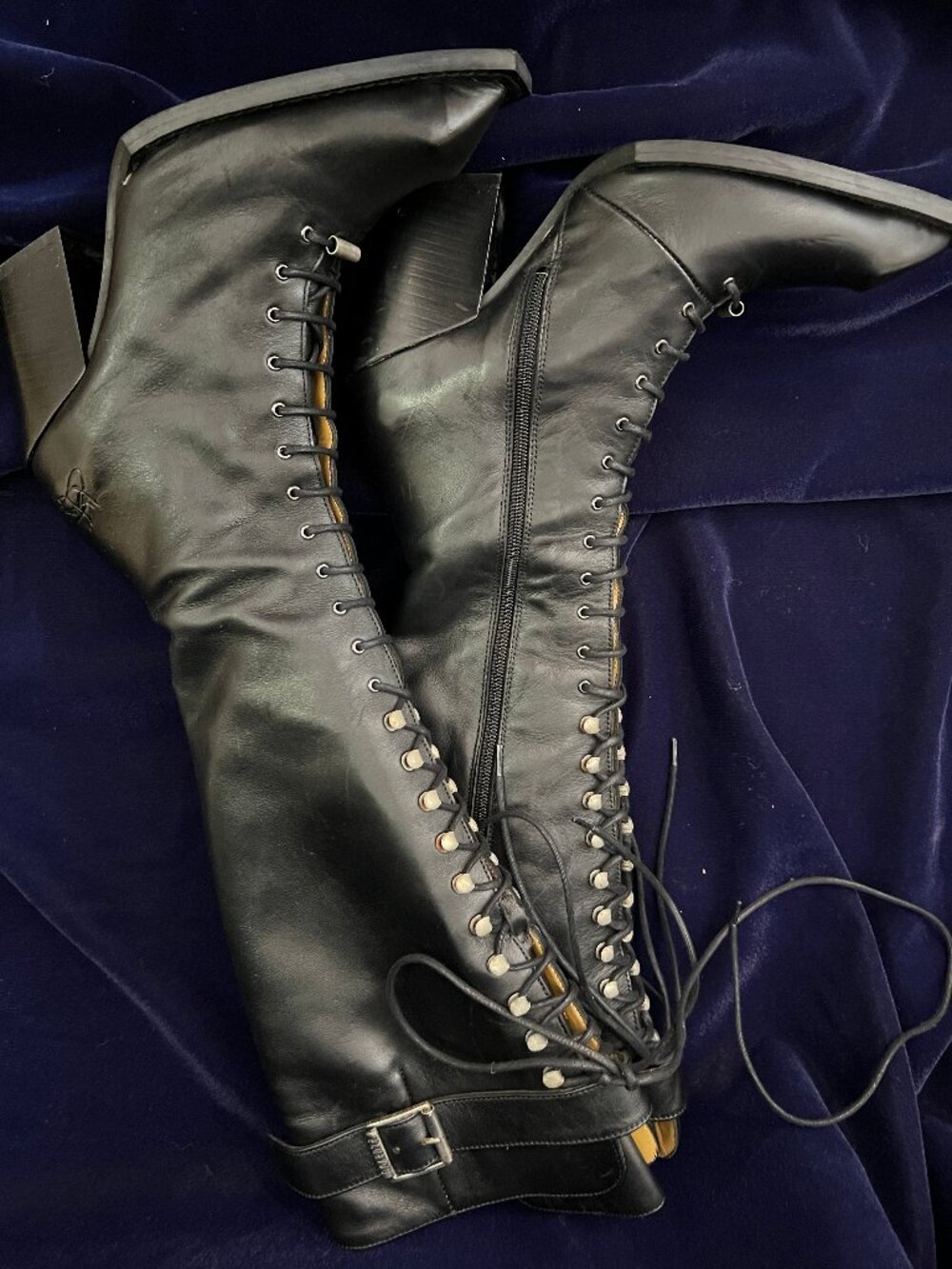 Fluevog Swordfish Hi Abstract Candy black boots 6 - Picture 3 of 15